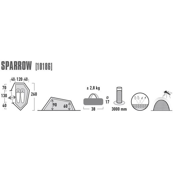 High Peak Tunnelzelt Sparrow 2P (grün/rot)